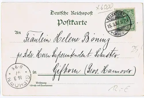 Litho,Gruß aus Frankfurt,gel.1897