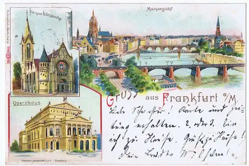 Litho,Gruß aus Frankfurt,gel.1898