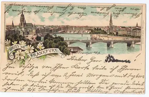 Litho,Gruß aus Frankfurt,gel.Bahnpost 1907