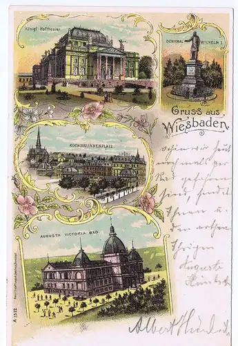 Litho,Gruß aus Wiesbaden,gel.1901