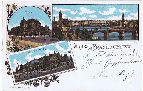 Litho,Gruß aus Frankfurt,gel.1899 