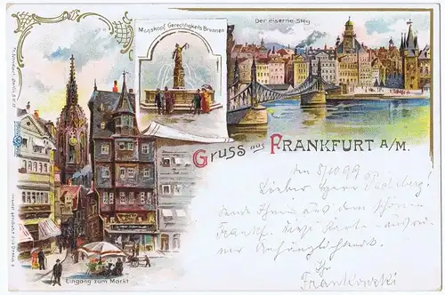 Litho,Gruß aus Frankfurt,gel.1899