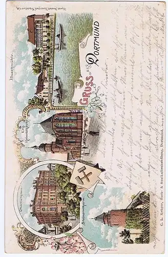 Litho,Gruß aus Dortmund,gel.1899 