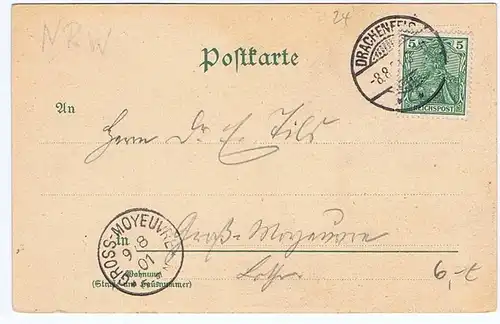 Litho,Gruß aus Drachenfels,gel.1901
