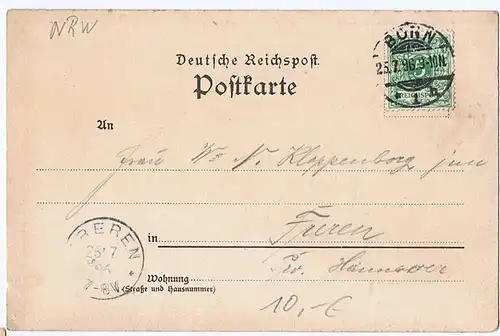 Litho,Gruß aus dem Siebengebirge,gel.1896 