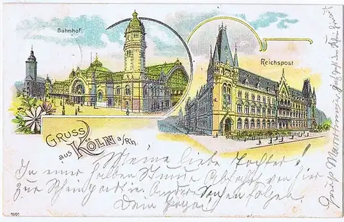 Litho,Gruß aus Köln,gel.1900 