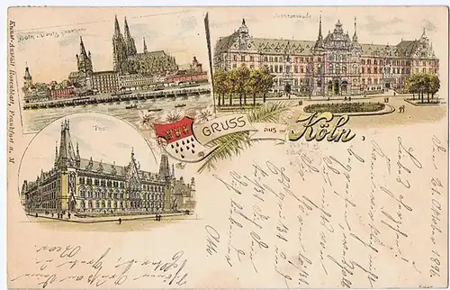 Litho,Gruß aus Köln,gel.1896