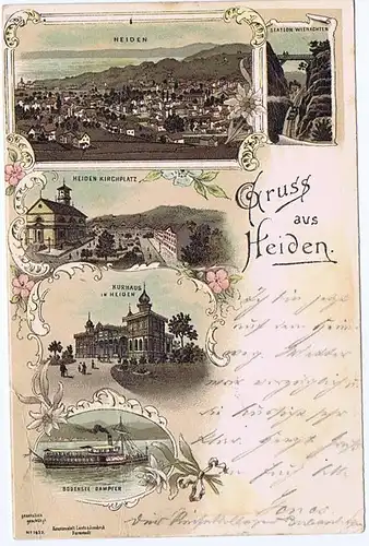 Litho,Gruß aus Heiden,gel.1898
