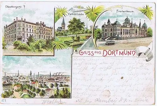 Litho,Gruß aus Dortmund,gel.1903