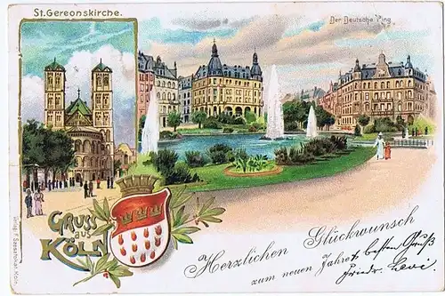 Litho,Gruß aus Köln gel.1903