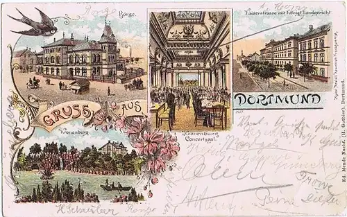 Litho,Gruß aus Dortmund gel.1898 