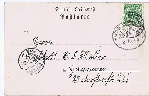Litho,Gruß aus Köln gel.1898 Bahnpost