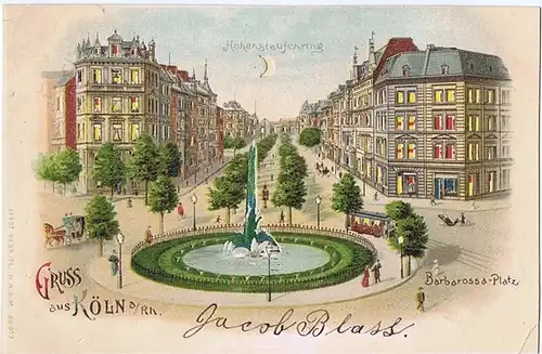 Litho,Gruß aus Köln,halt gegen das Licht gel.1903