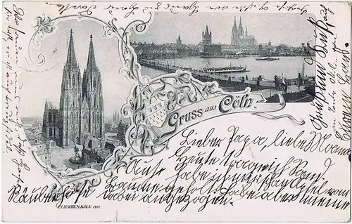 Litho,Gruß aus Köln gel.1898