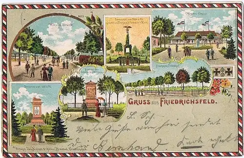Litho,Gruß aus Friedrichsfeld gel.1906