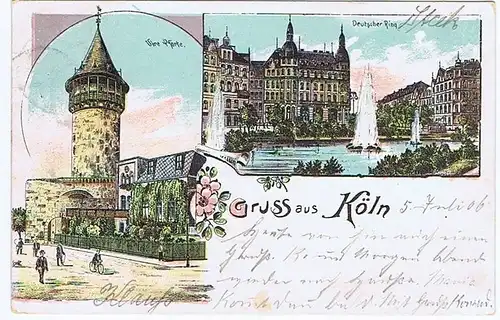Litho,Gruß aus Köln gel.1906