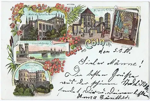 Litho,Gruß aus Köln gel.1900