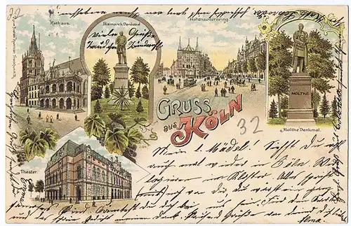 Litho,Gruß aus Köln gel.1898