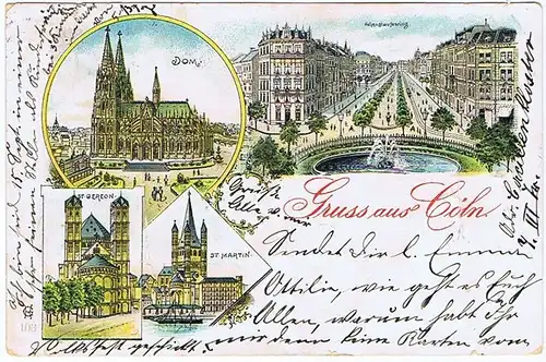 Litho,Gruß aus Köln gel.1903