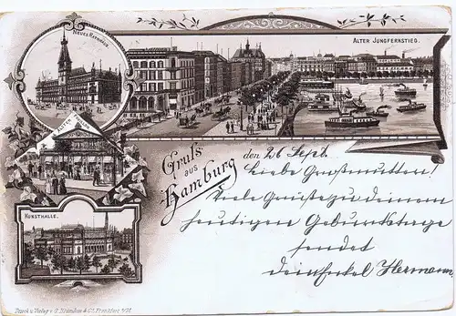 Litho,Gruß aus Hamburg,gel.1894 