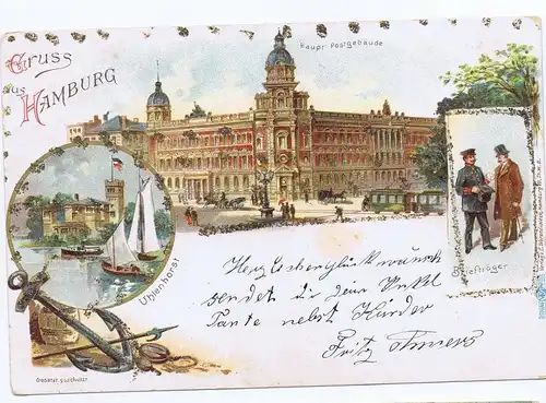 Litho,Gruß aus Hamburg,gel.1901