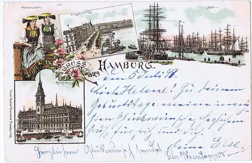Litho,Gruß aus Hamburg,gel.1899