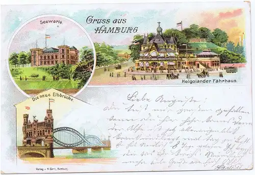 Litho,Gruß aus Hamburg,gel.1900 