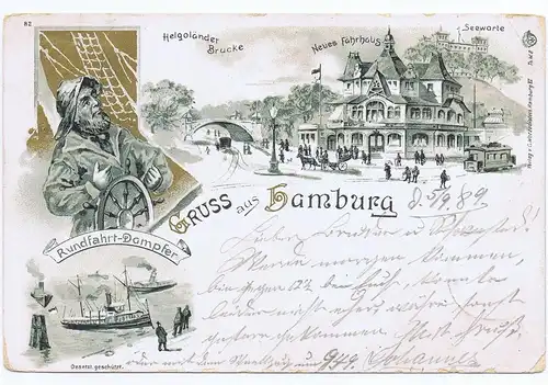 Litho,Gruß aus Hamburg,gel.1898