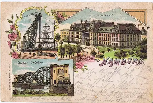 Litho,Gruß aus Hamburg,gel.1900