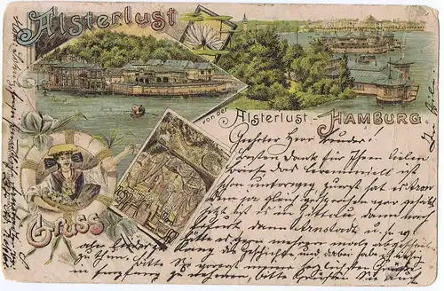 Litho,Gruß aus Hamburg,gel.1893