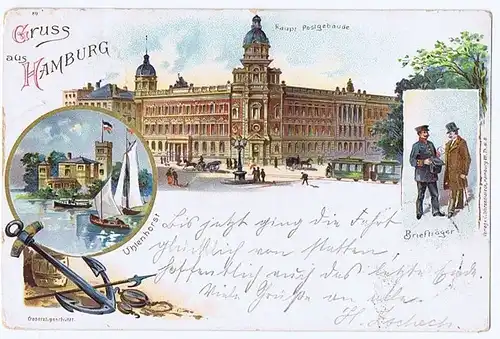 Litho,Gruß aus Hamburg,gel.1897