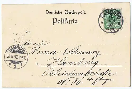 Litho Gruß aus Hamburg gel.1897 