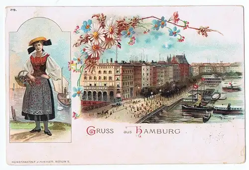 Litho Gruß aus Hamburg gel.1897