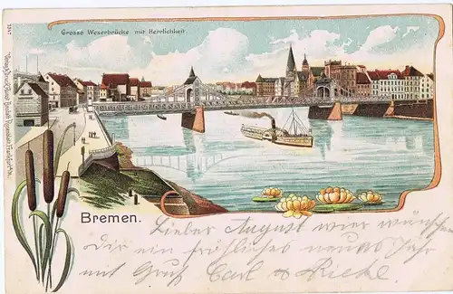 Litho,Gruß aus Bremen,gel.um1899