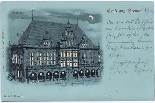 Litho,Gruß aus Bremen,Halt gegen das Licht gel.1899