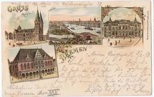 Litho,Gruß aus Bremen,gel.1898 