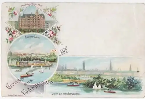Litho Gruß aus Hamburg gel.1901
