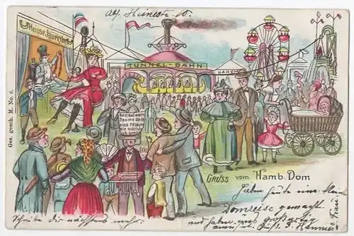 Litho Gruß vom Hamburger Dom