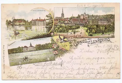 Litho,Gruß aus Flensburg,gel.1897