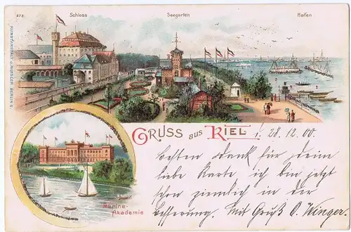 Litho,Gruß aus Kiel,gel.1900