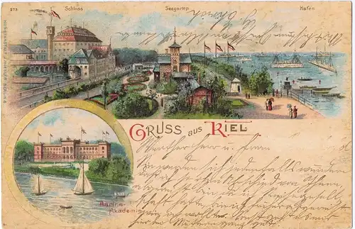 Litho,Gruß aus Kiel,gel.1901