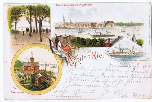 Litho,Gruß aus Kiel,gel.1898 