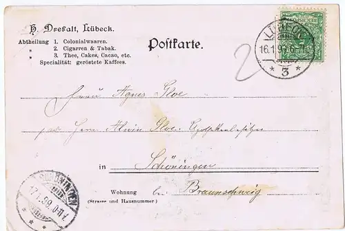 Litho,Gruß aus Lübeck ,gel.1899