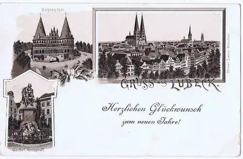 Litho,Gruß aus Lübeck,gel.1900