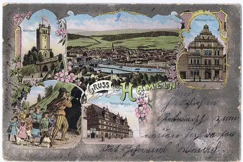 Litho,Gruß aus Hameln,gel.1898