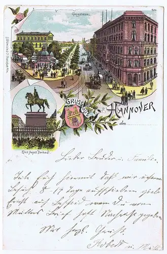 Litho,Gruß aus Hannover,gel.1903