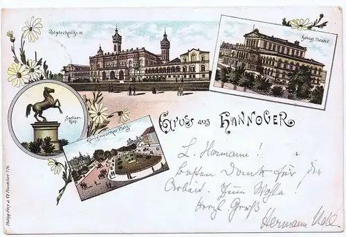 Litho,Gruß aus Hannover,gel.1897 