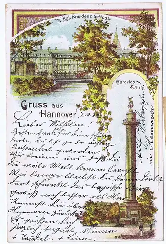 Litho,Gruß aus Hannover,gel.1902