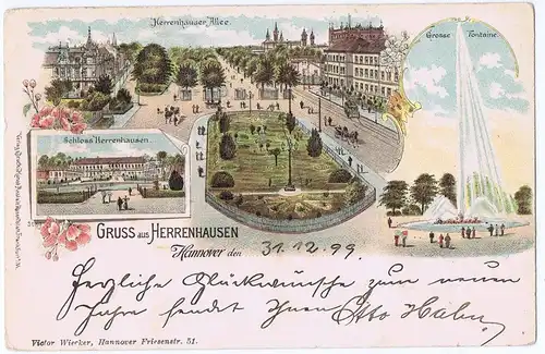 Litho,Gruß aus Hannover,gel.1899 