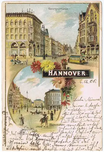 Litho,Gruß aus Hannover,gel.1900
